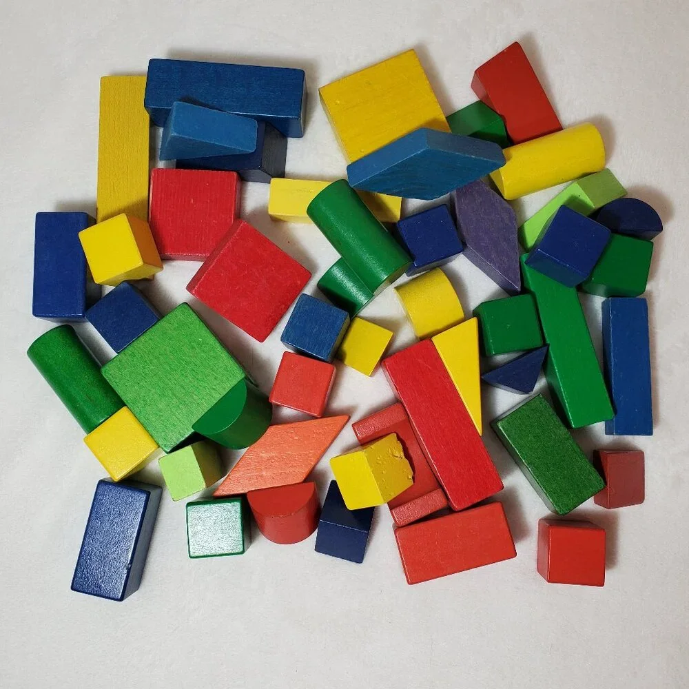 Colorful Wooden Building Blocks Set Educational Learning